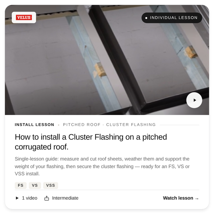 Install Lesson - Cluster Flashing on pitched roof (FS, VS, VSS)