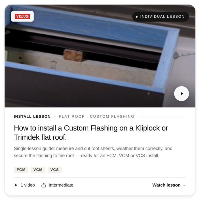 Install Lesson - Custom Flashing on flat roof (FCM,VCM,VCS)