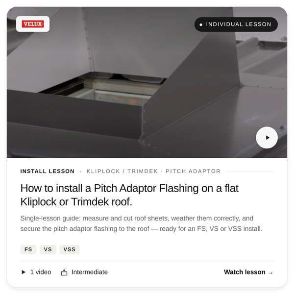 Install Lesson - Pitch adaptor Flashing on flat roof (FS, VS, VSS)