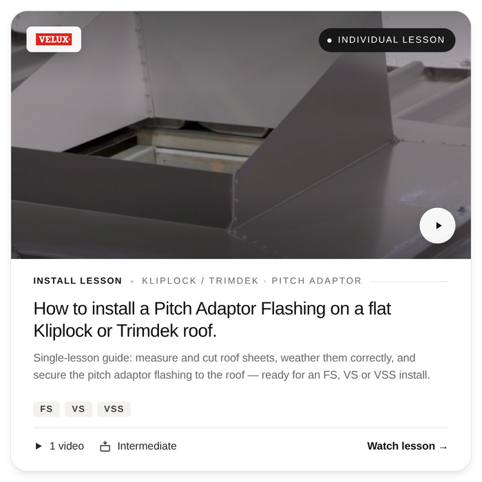 Install Lesson - Pitch adaptor Flashing on flat roof (FS, VS, VSS)
